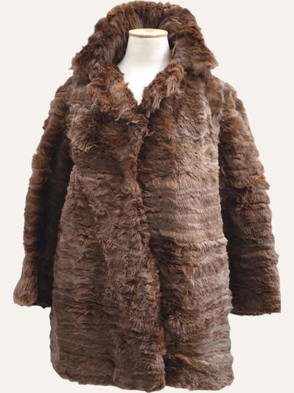Vintage Wild Brown Fur Coat in Chestnut
