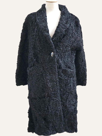 Persian Lamb Coat with Single Crystal Button