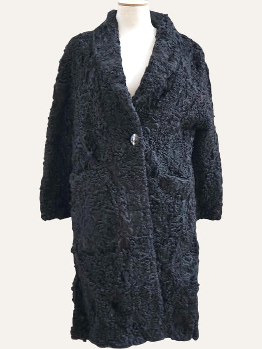 Persian Lamb Coat with Single Crystal Button