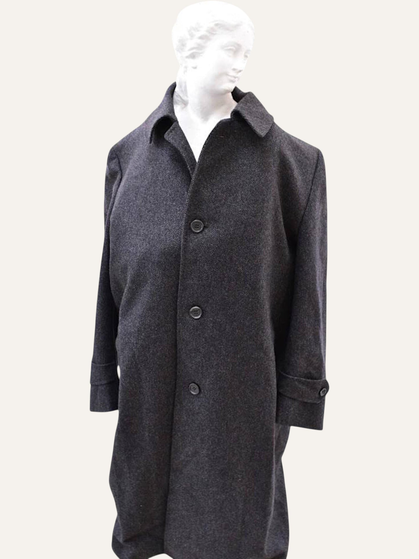 Lanvin Paris Wool Herringbone Coat