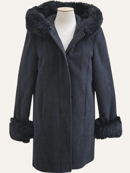 Cashmere Wool Coat Hood & Cuff Trim