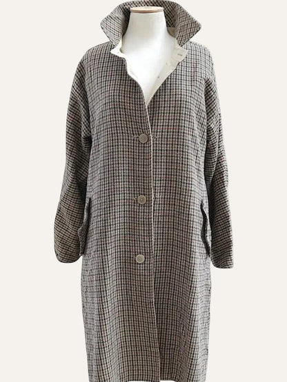 Double-Face Houndstooth Trench Coat