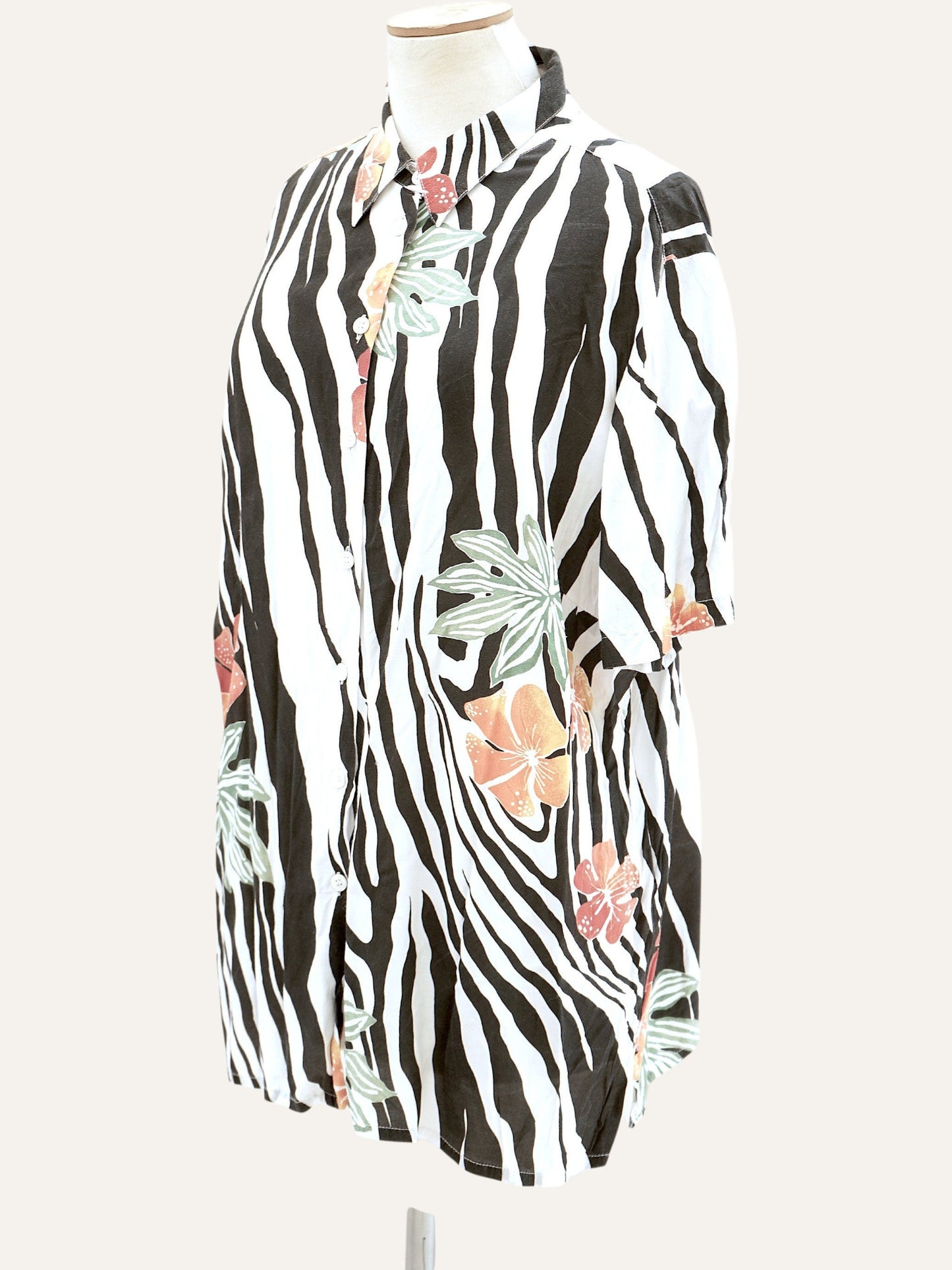 Zebra & Floral Print Shirt