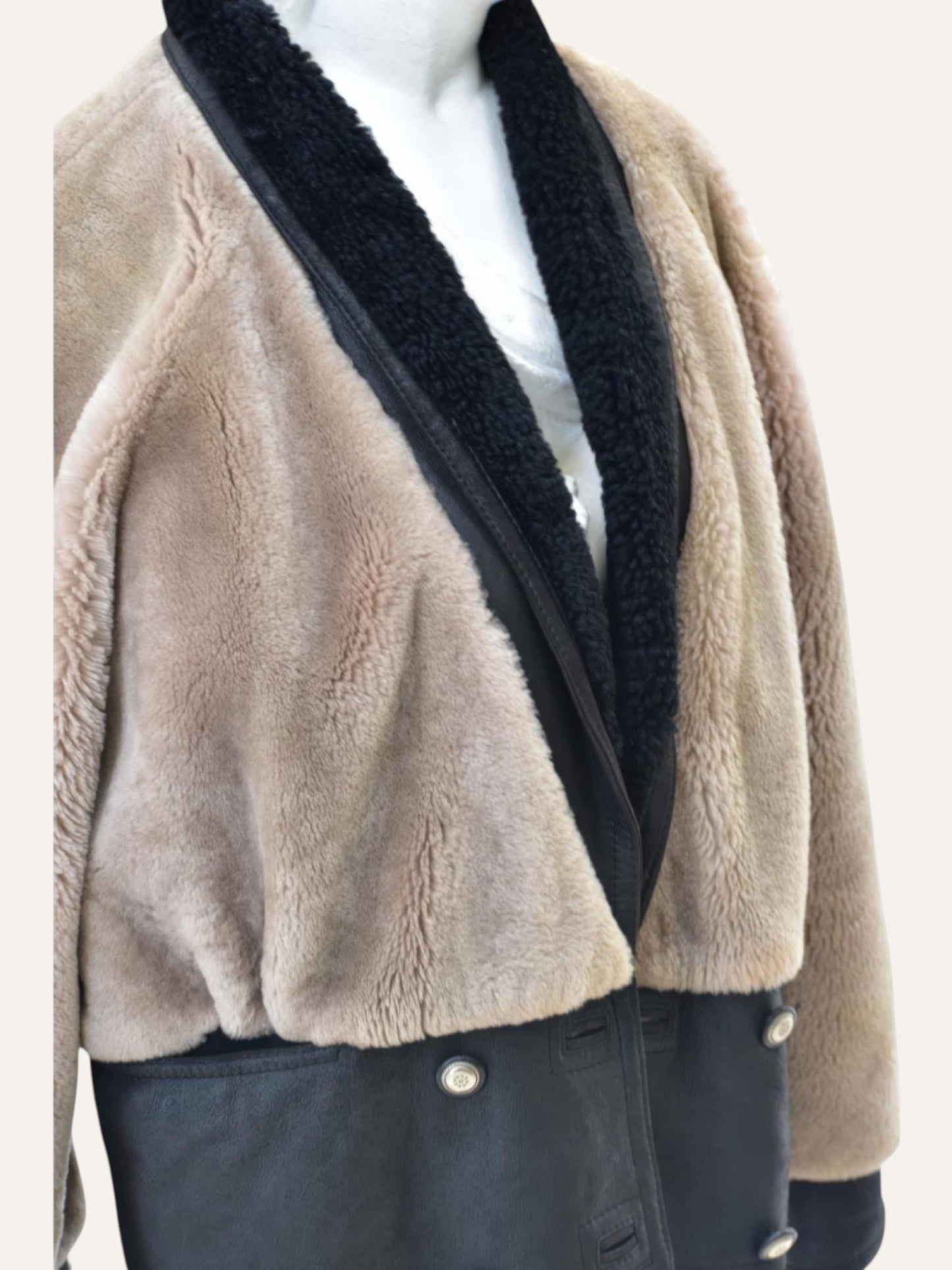 Shearling & Leather Blocked Jacket