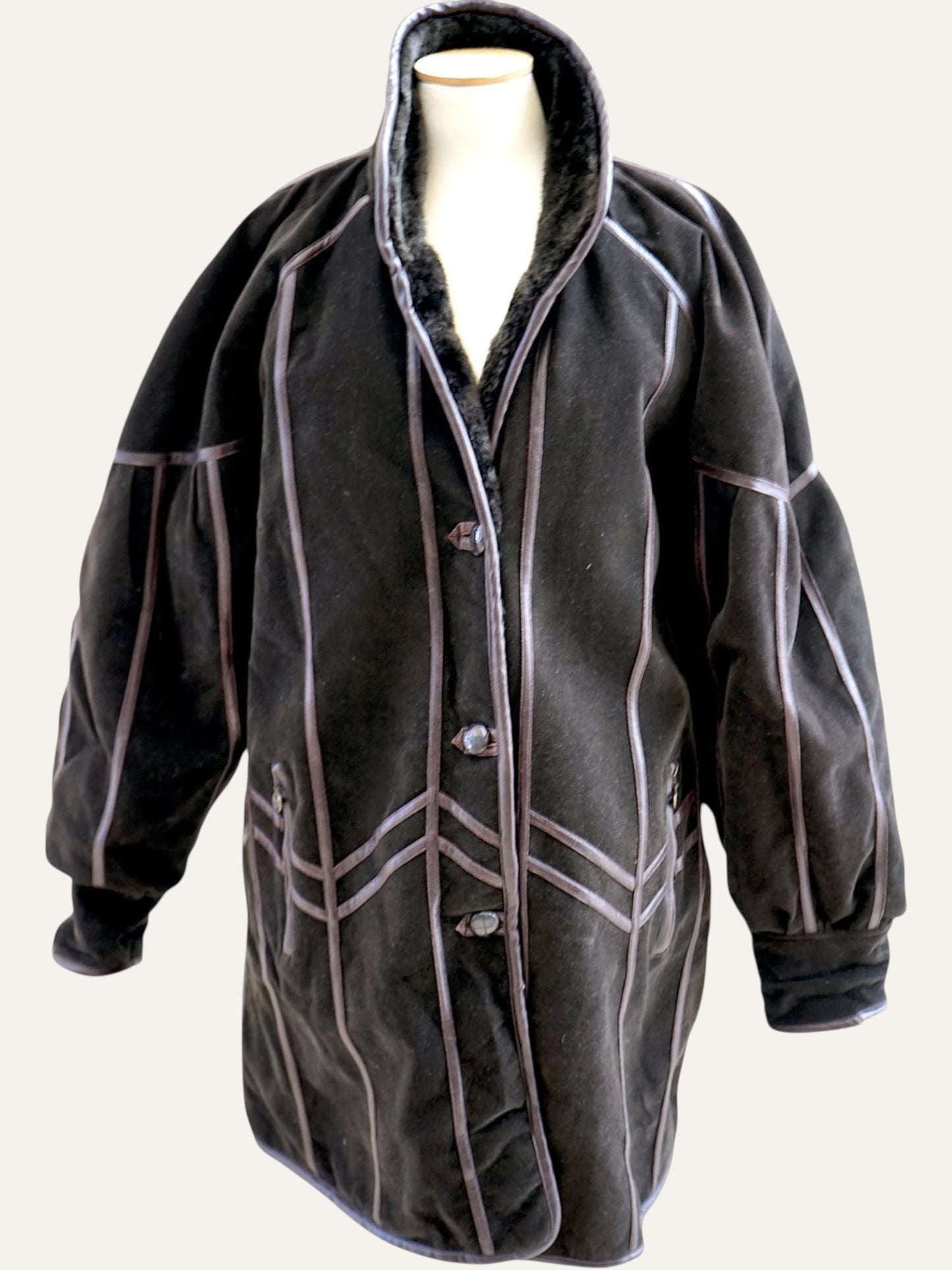 Velvet Faux Shearling Coat