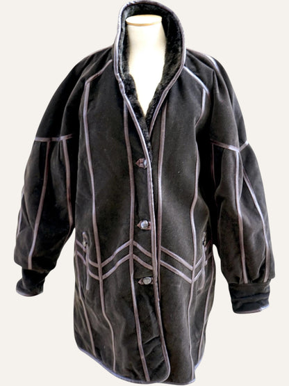 Velvet Faux Shearling Coat