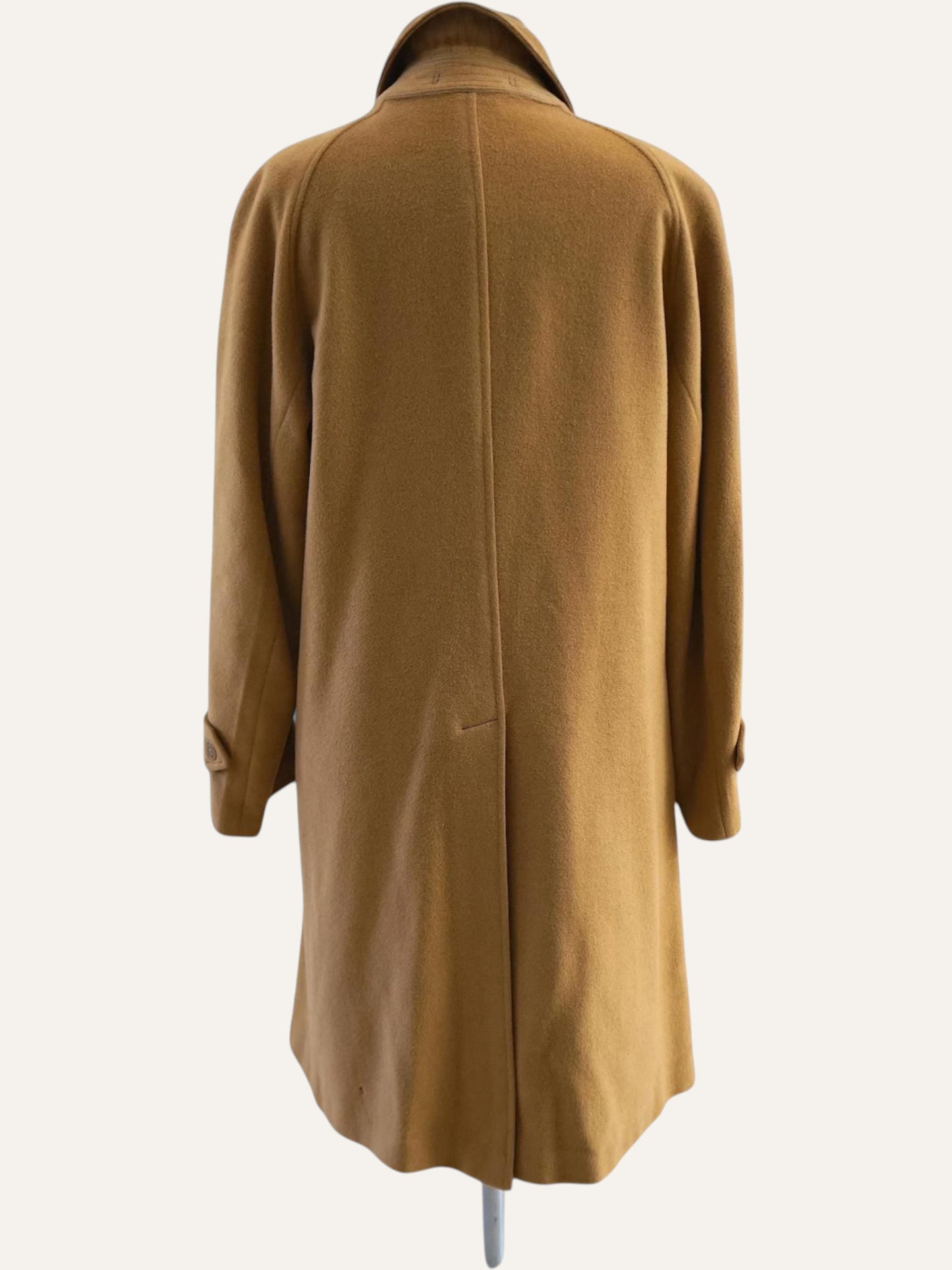 Kapa Fotiadis Pure Wool Raglan Funnel-Neck Coat in Camel