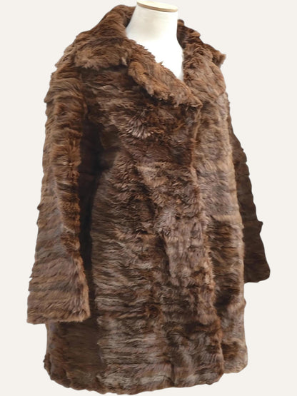 Vintage Wild Brown Fur Coat in Chestnut