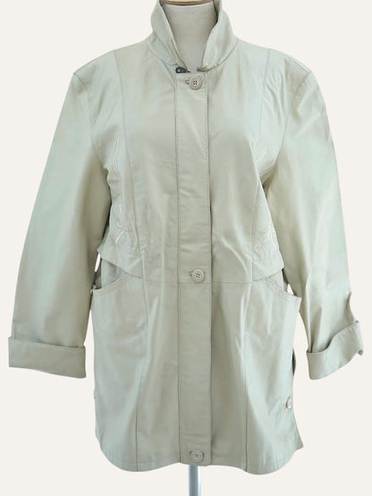Pig Nappa Leather Jacket Tonal Embroidery