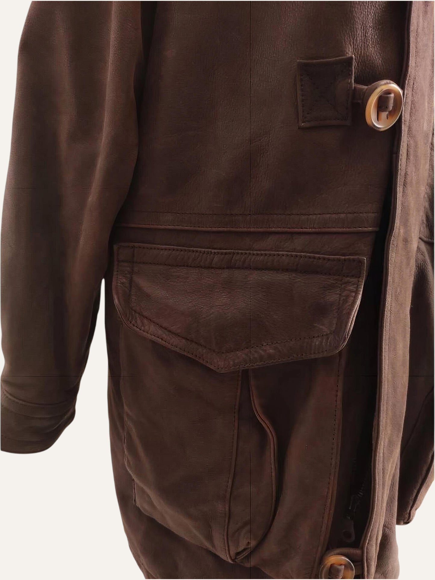 Peter Hahn Oversized Leather Coat