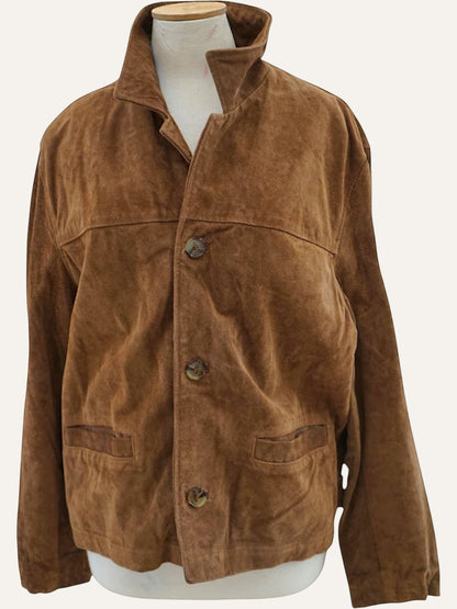 Action Genuine Suede Chore Jacket in Cognac