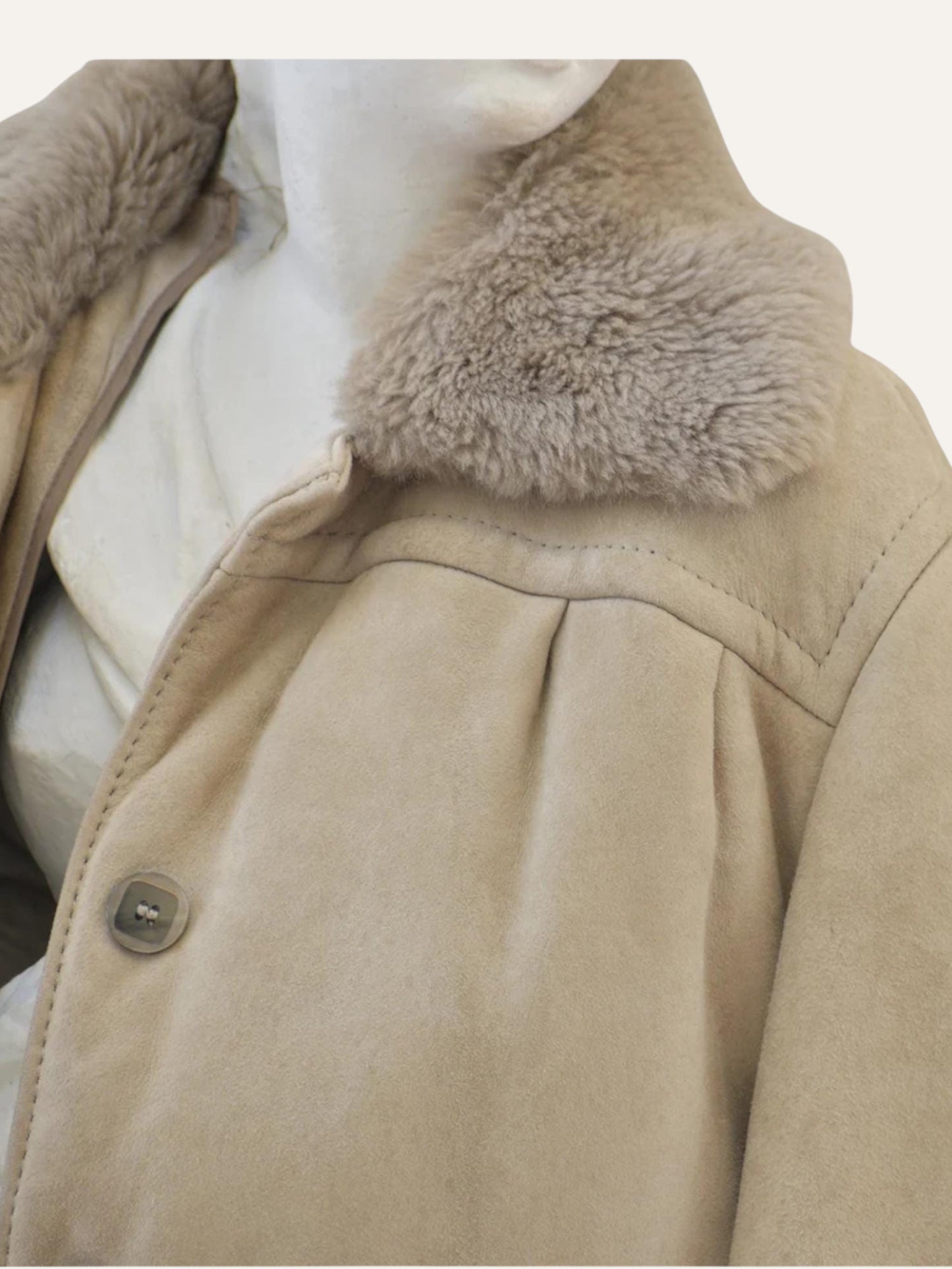 Conda Shearling Maxi Coat in Sand