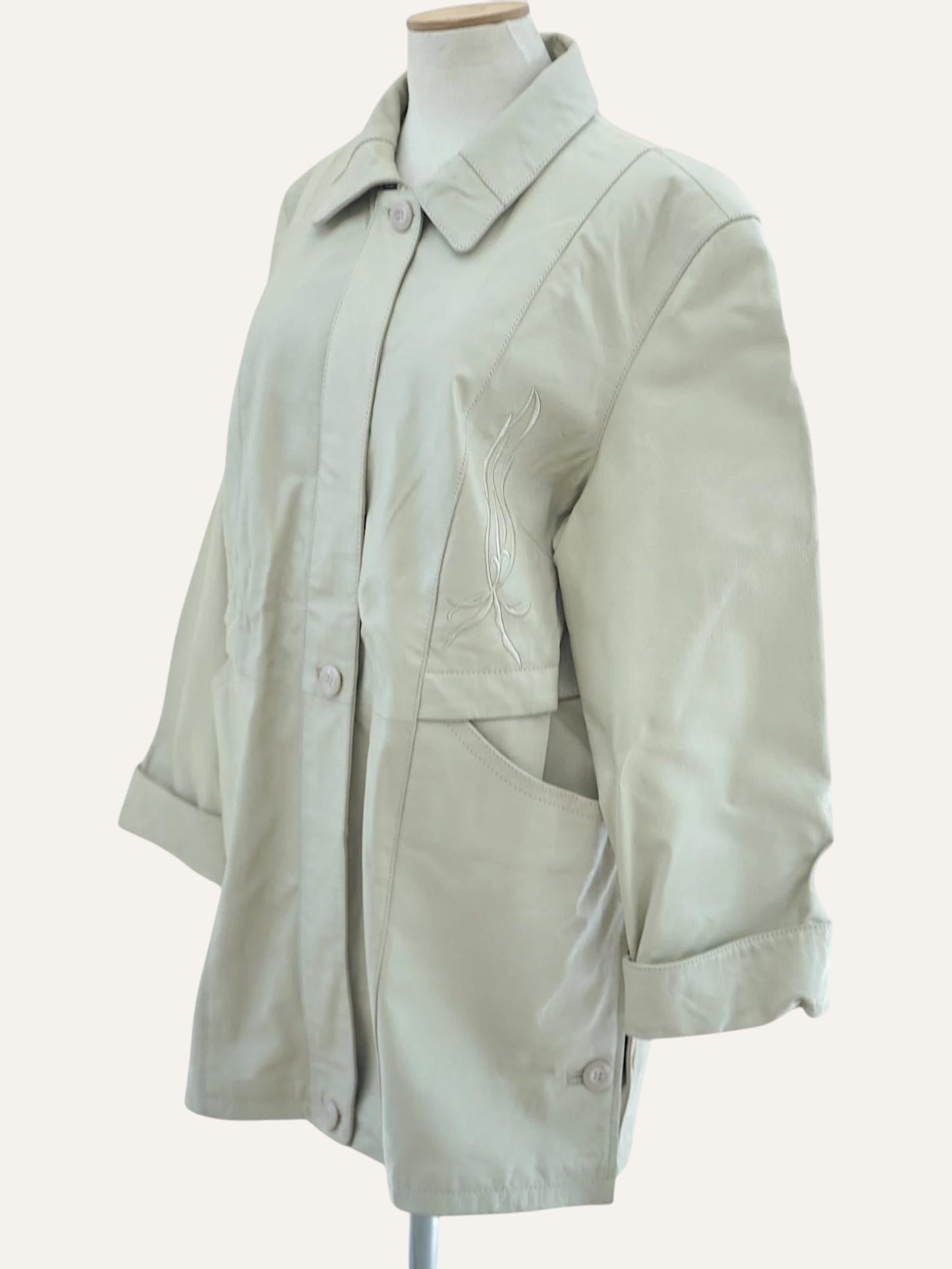 Pig Nappa Leather Jacket Tonal Embroidery