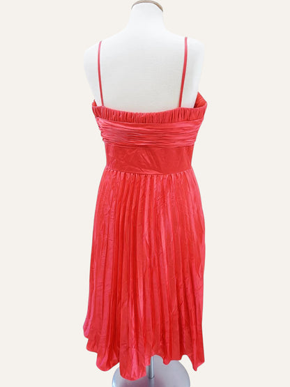 Ruched Bustier Pleated Midi Dress