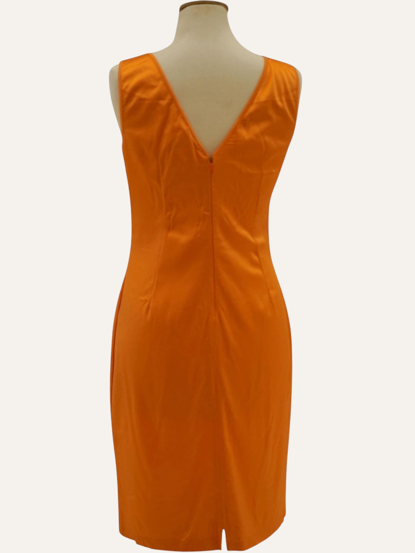 Dolce & Gabbana Satin V-Neck Slip Dress in Tangerine