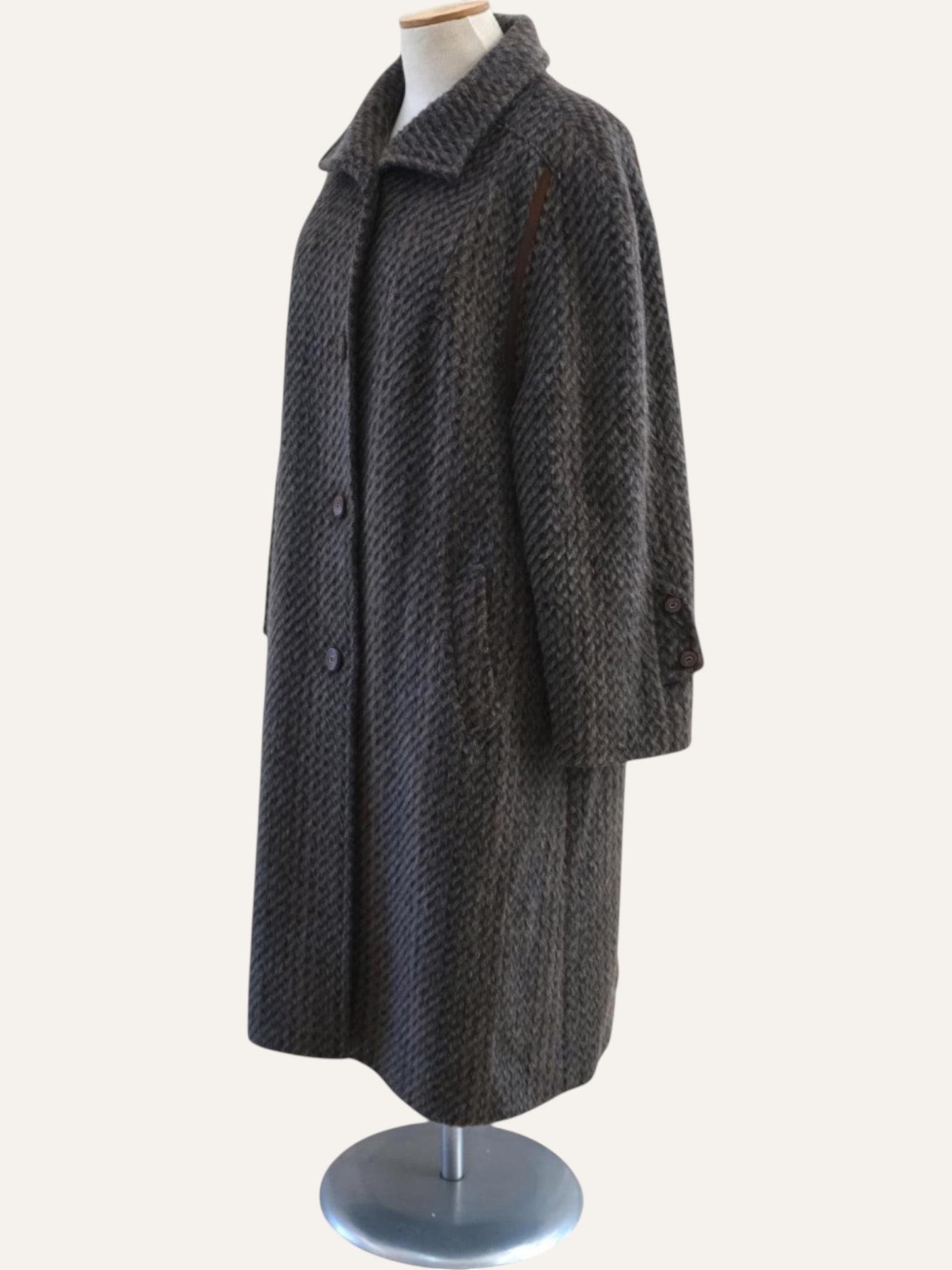 Llama Wool Basket-Weave Coat