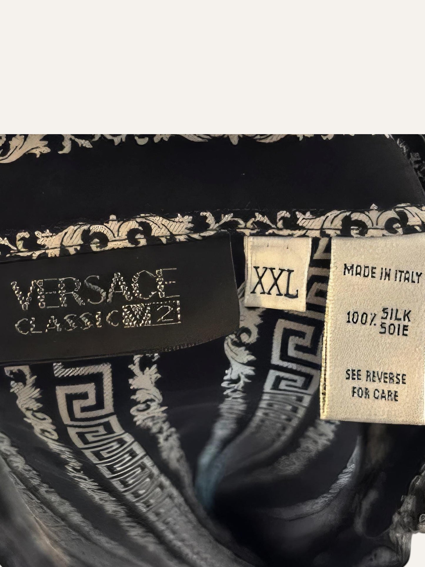 Versace Classic V2 Pure Silk Greek Key Stripe Shirt
