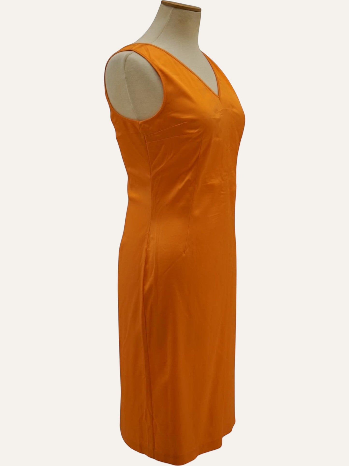 Dolce & Gabbana Satin V-Neck Slip Dress in Tangerine