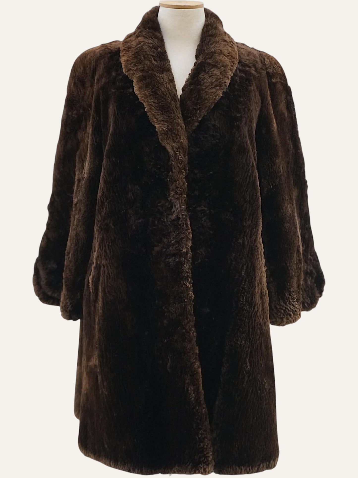 Nino Zollo Sheared Fur Maxi Coat in Dark Chocolate