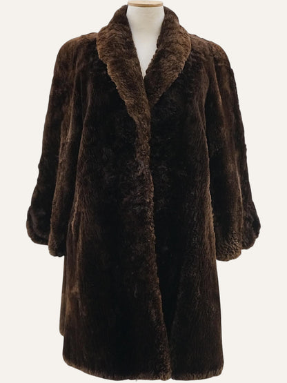 Nino Zollo Sheared Fur Maxi Coat in Dark Chocolate