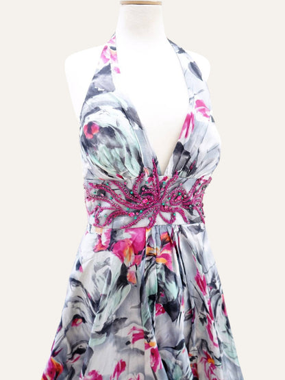 Vintage Floral Boho Silk Dress