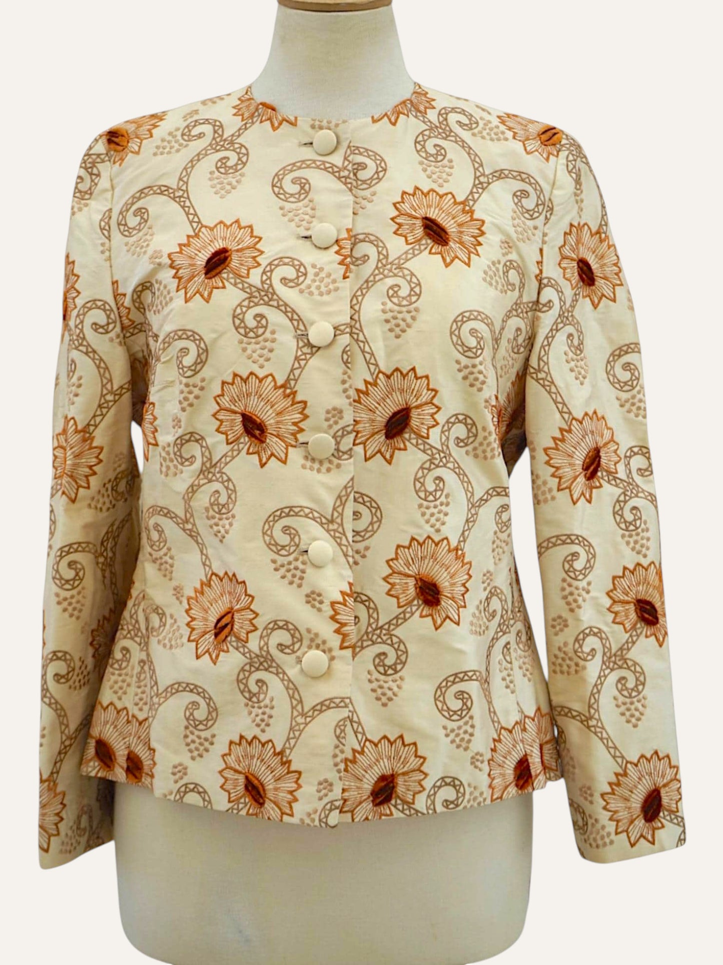 Elégance Paris Silk Embroidered Floral Jacket