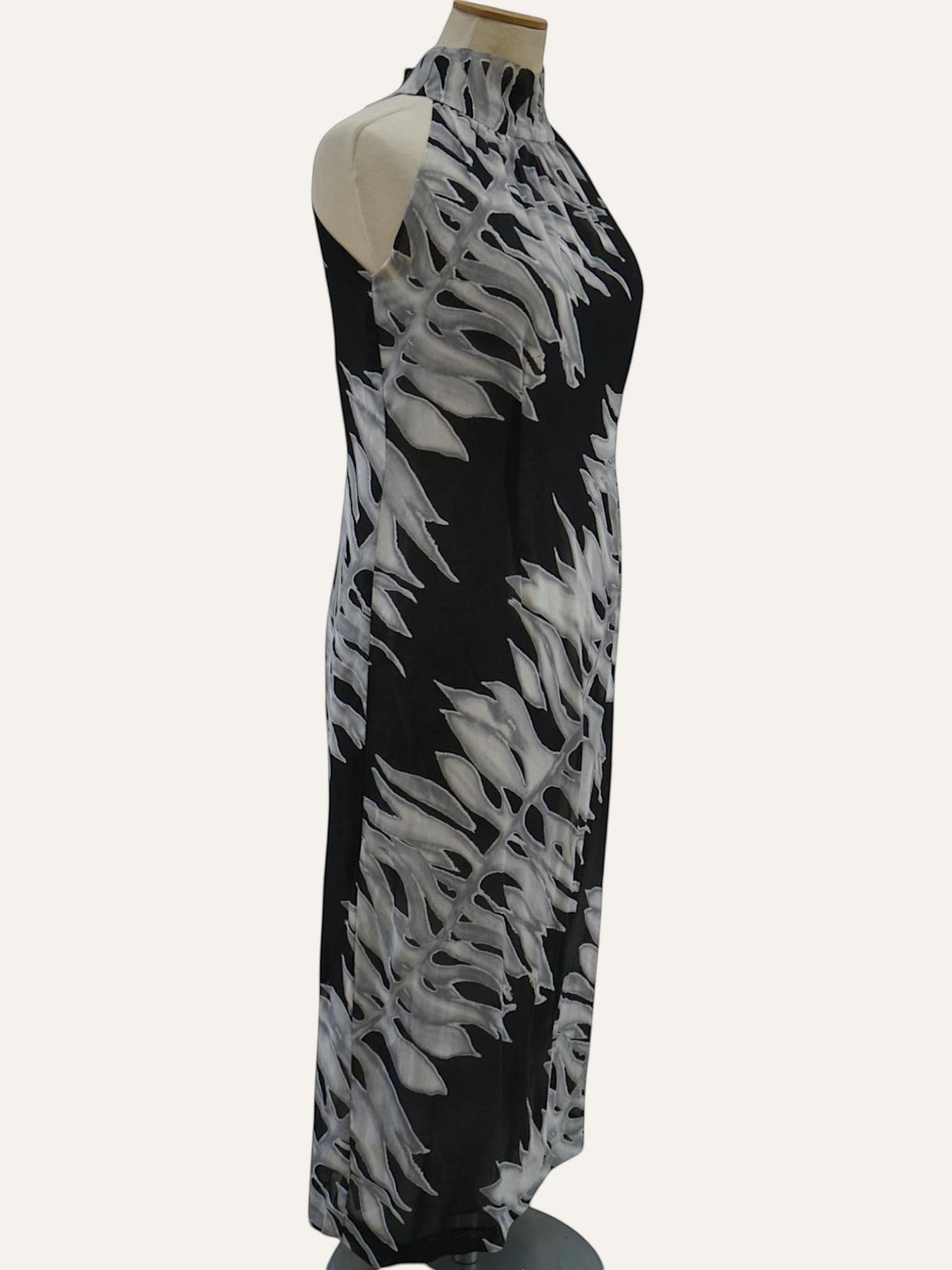 Bespoke Monstera Print Halter Neck Dress