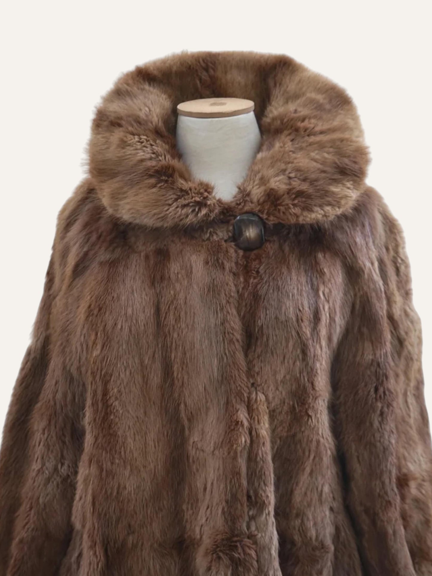 Real Fur Overcoat with Shaggy Collar
