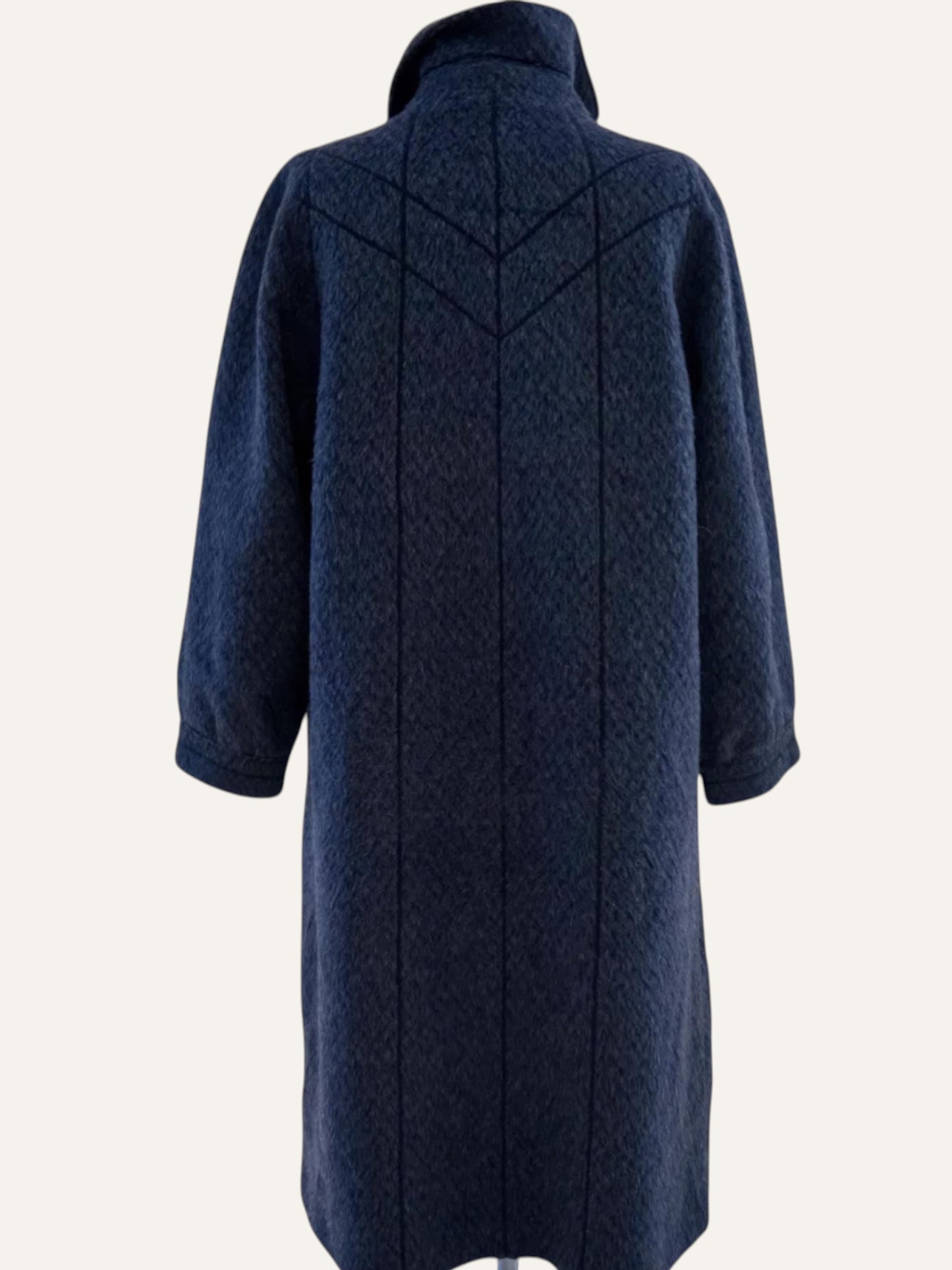 Adler Pure Llama Diamond-Weave Coat in Dark Blue
