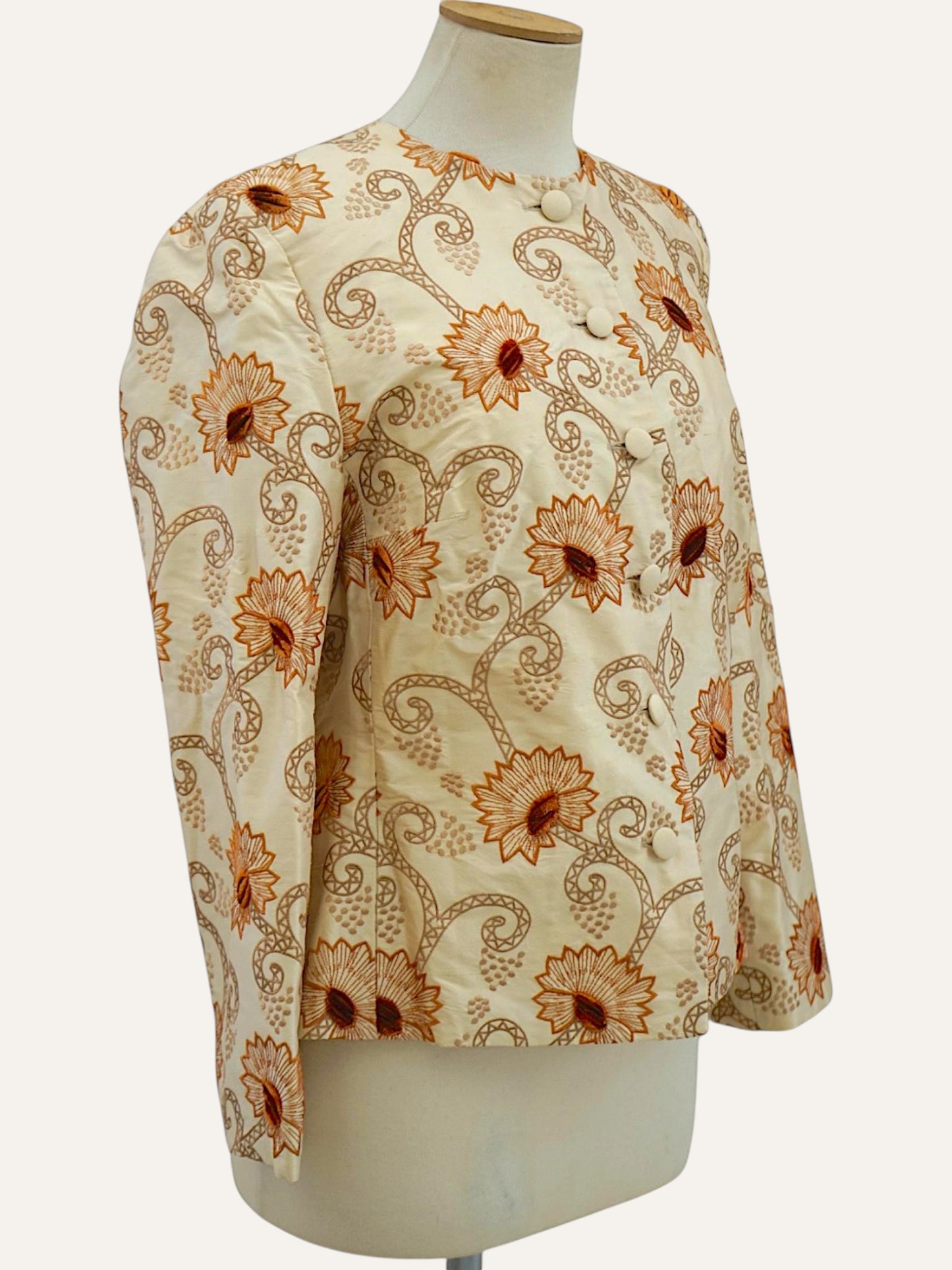 Elégance Paris Silk Embroidered Floral Jacket