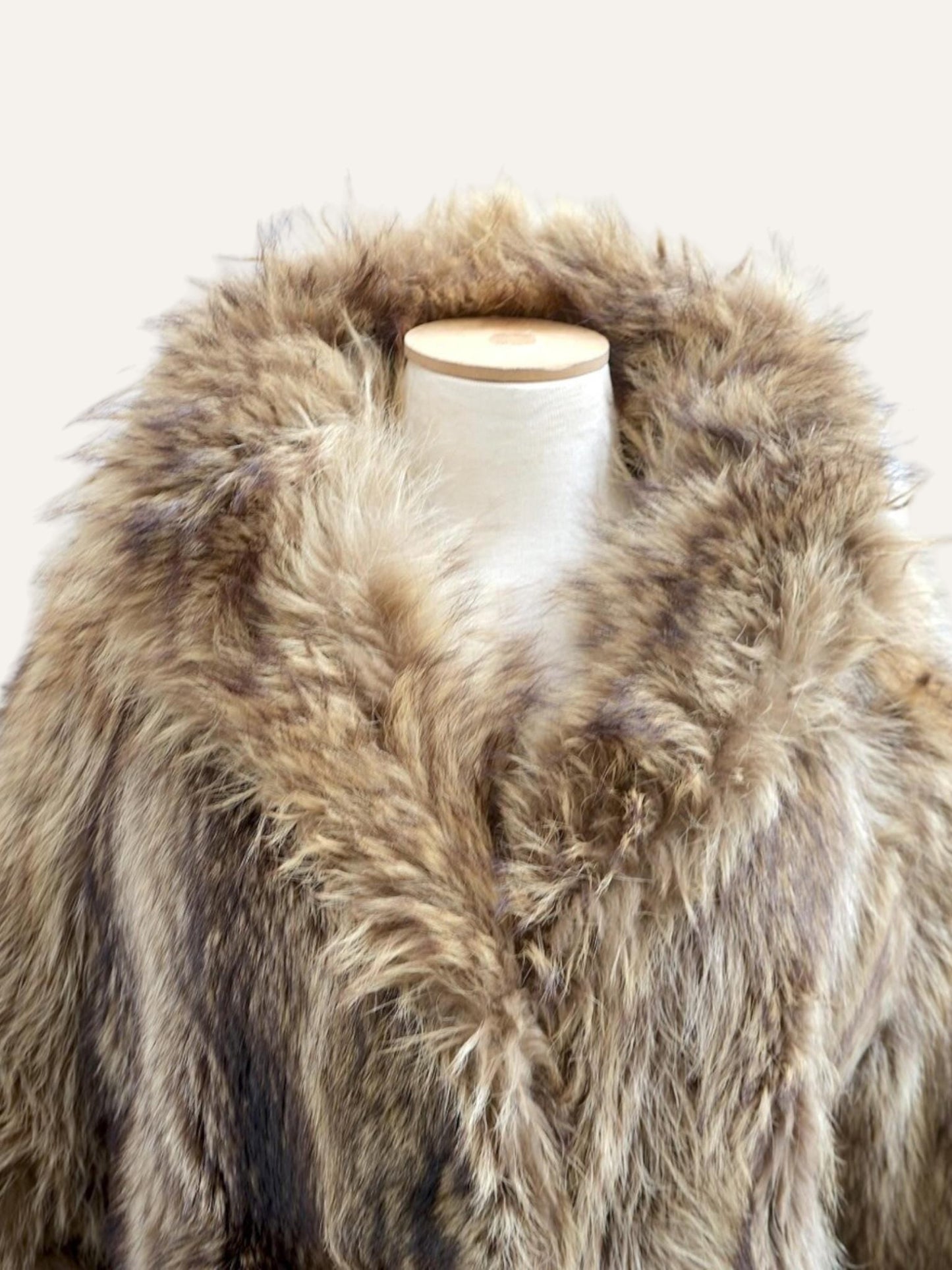 Long Hair Fur Coat in Taupe and Ash Vintage