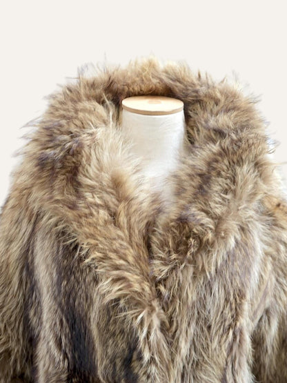 Long Hair Fur Coat in Taupe and Ash Vintage