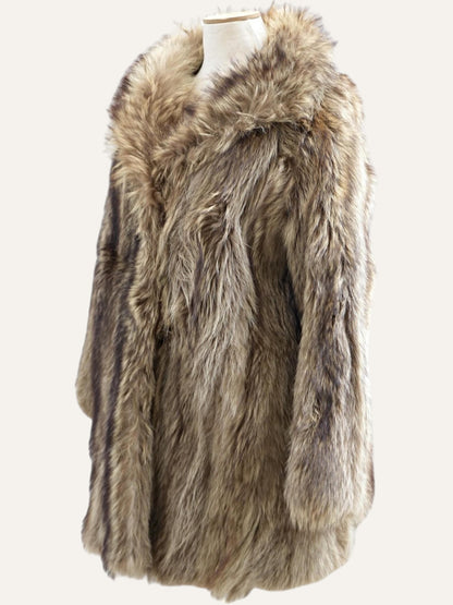 Long Hair Fur Coat in Taupe and Ash Vintage