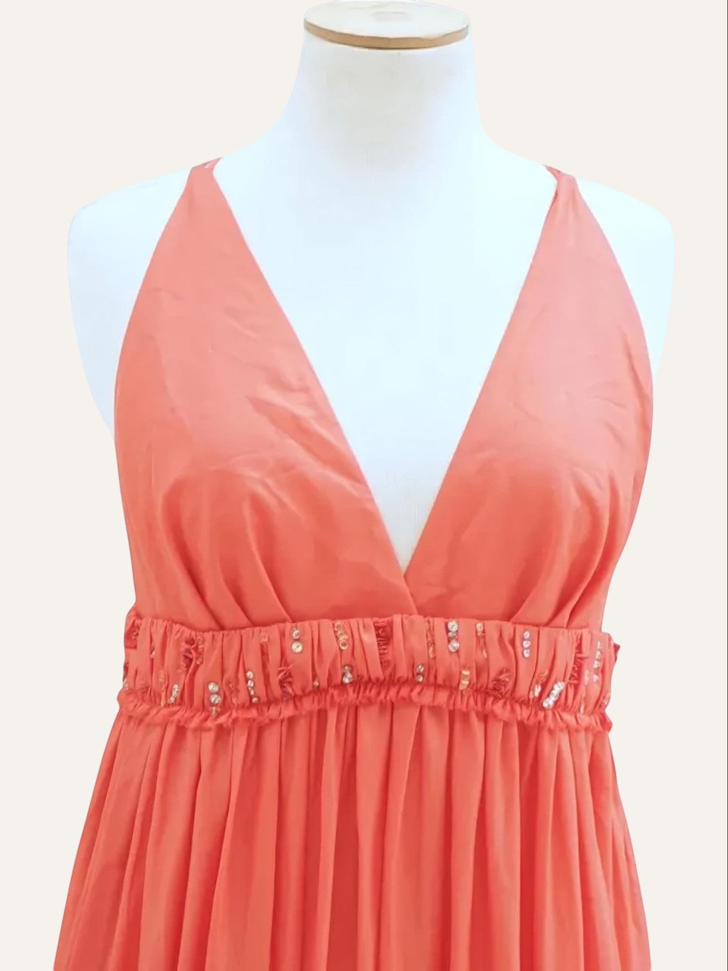 Smaili's Deep V Crystal Waist Maxi Gown