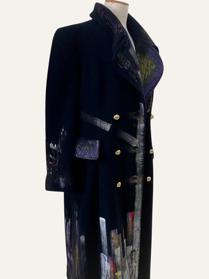 Hand-Painted Double-Breasted Wool Coat
