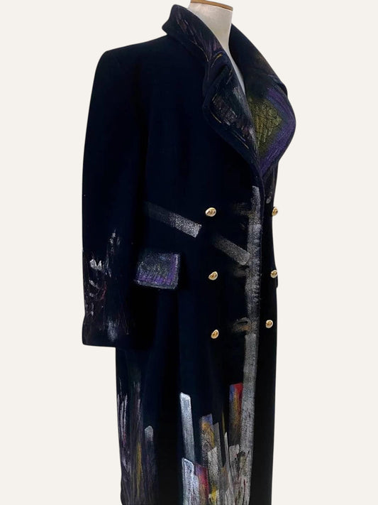 Hand-Painted Double-Breasted Wool Coat