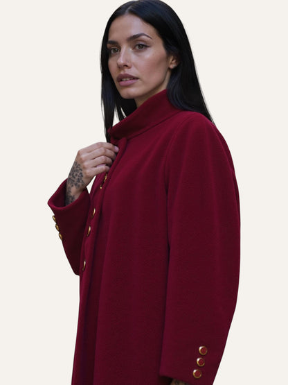 Crimson Mohair & Wool Princess Coat