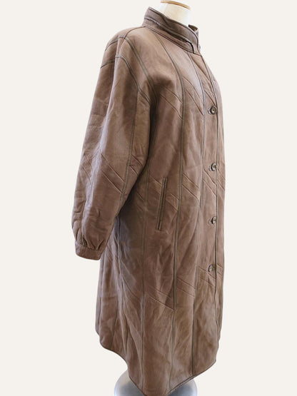Diagonal Stitch Shearling Maxi Coat