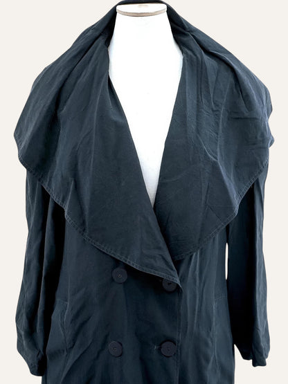 Pure Silk Draped Collar Trench Coat