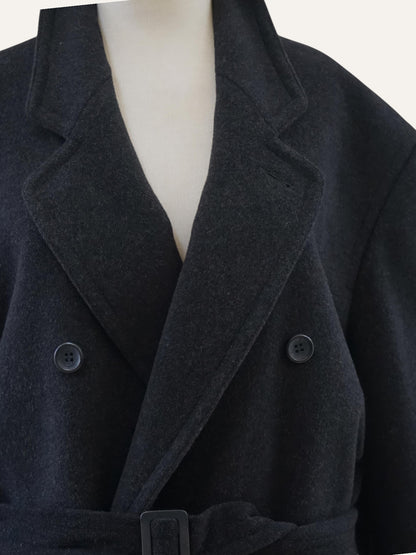 Cashmere Wool Belted Double-Breasted Maxi Coat