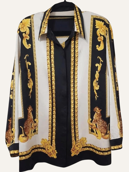 Silk Baroque Tiger Print Shirt