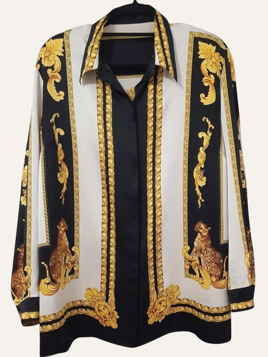 Silk Baroque Tiger Print Shirt