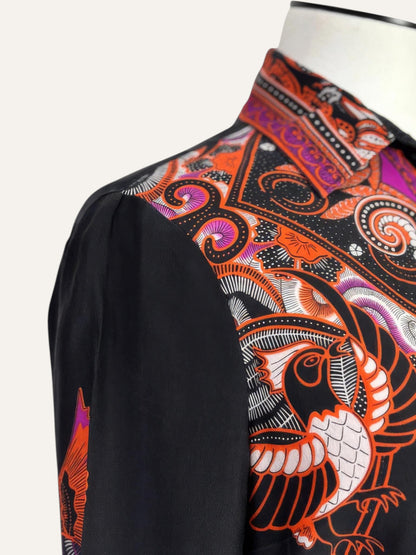 Gianni Versace Silk Baroque Bird Shirt