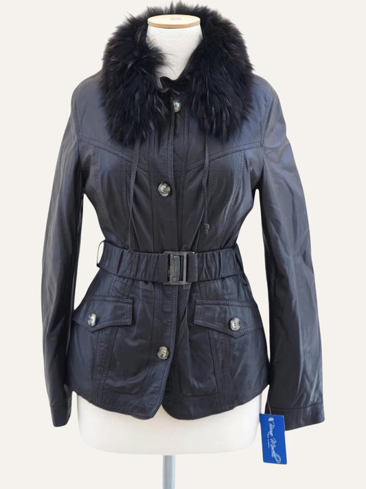 Belted Slim Fit Leather Coat