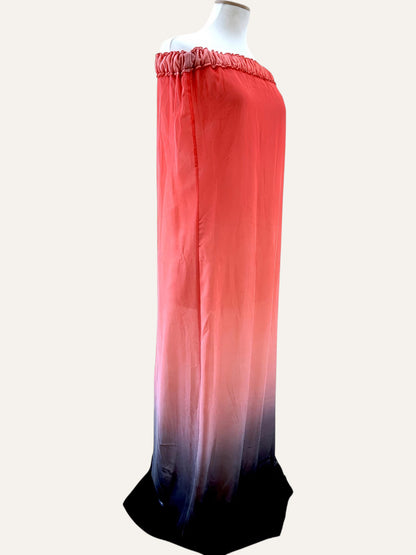Ombré Sheer Strapless Maxi Dress