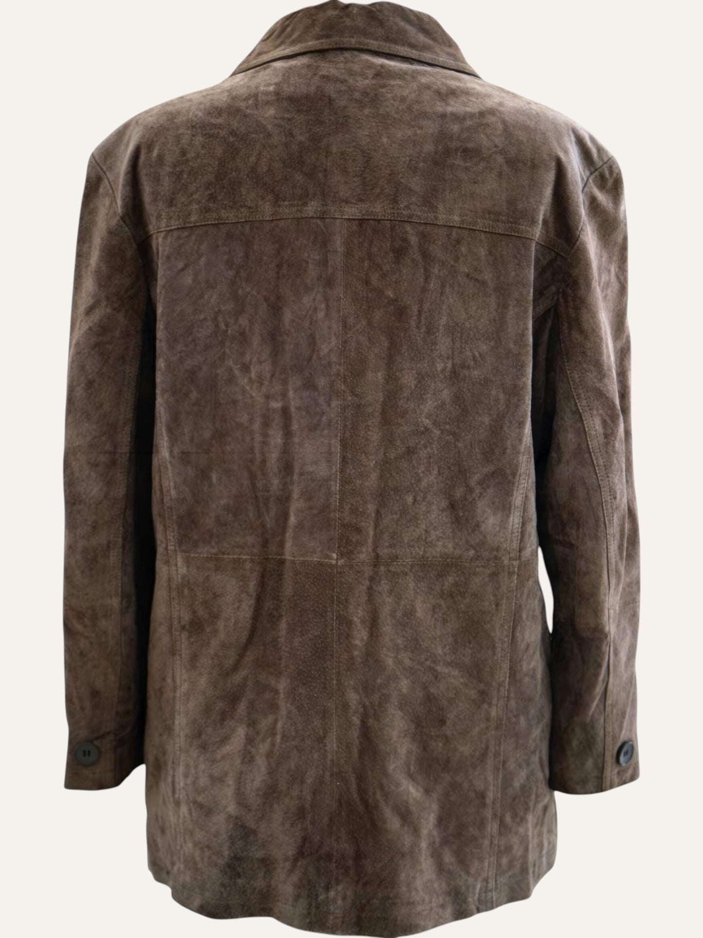 Dark Tobacco Pig Suede Leather Coat