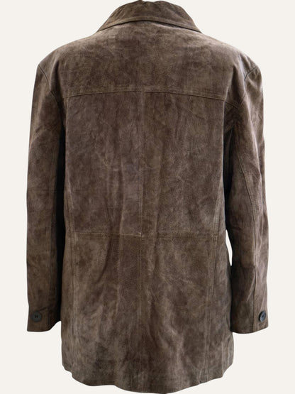 Dark Tobacco Pig Suede Leather Coat