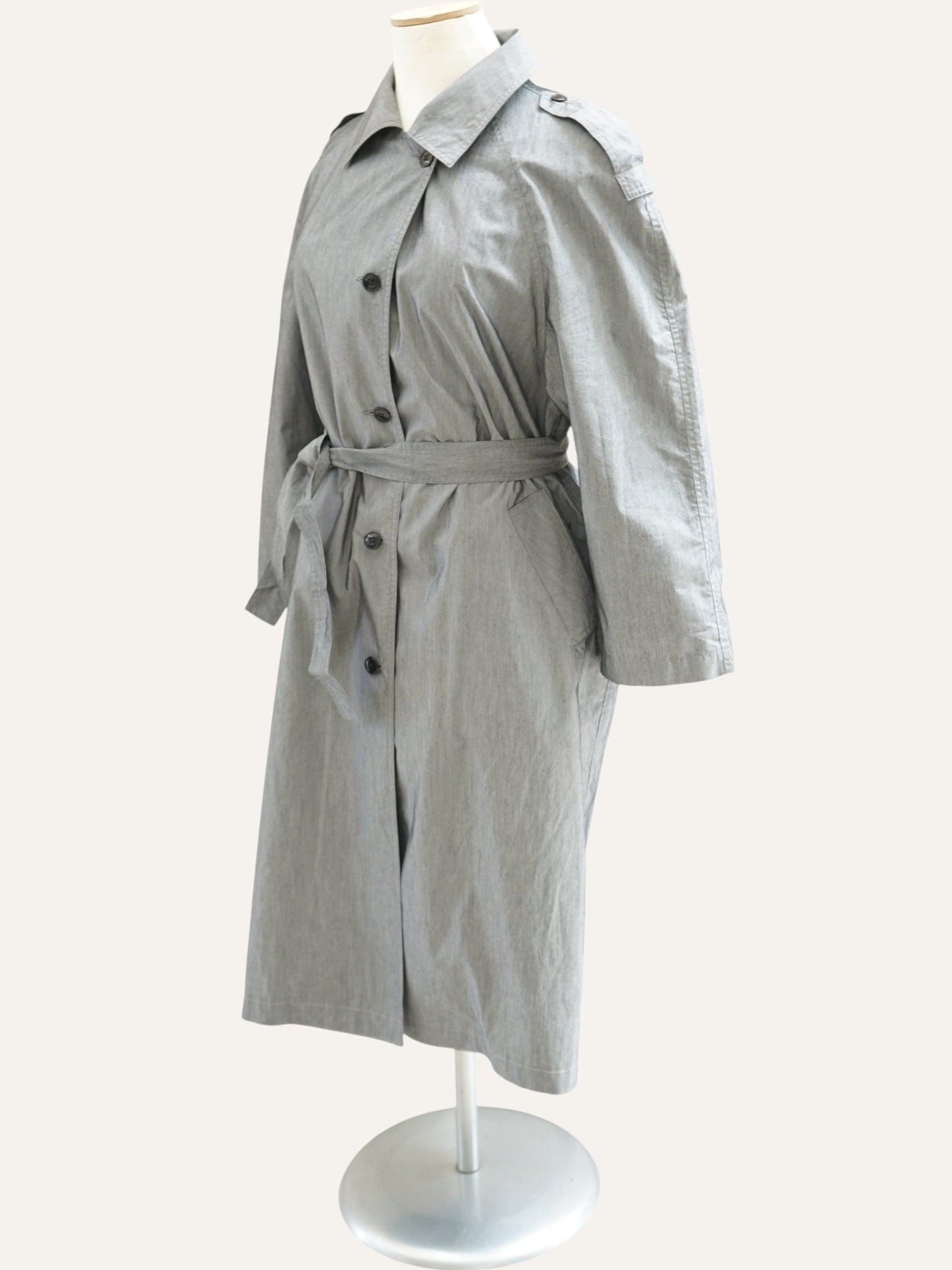 Iridescent Belted Trench Coat in Silver
