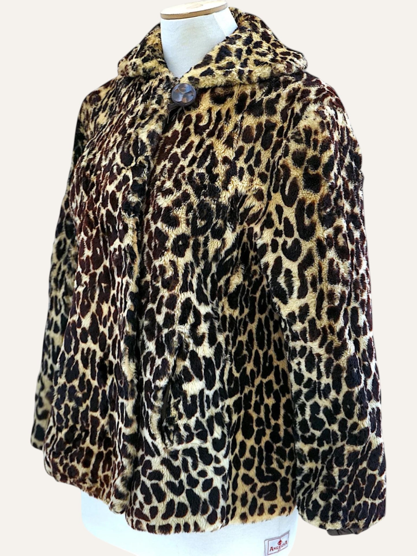 2000's Leopard Print Faux Fur Swing Jacket