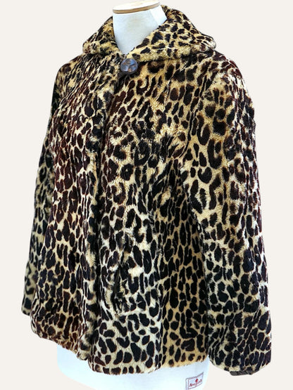 2000's Leopard Print Faux Fur Swing Jacket